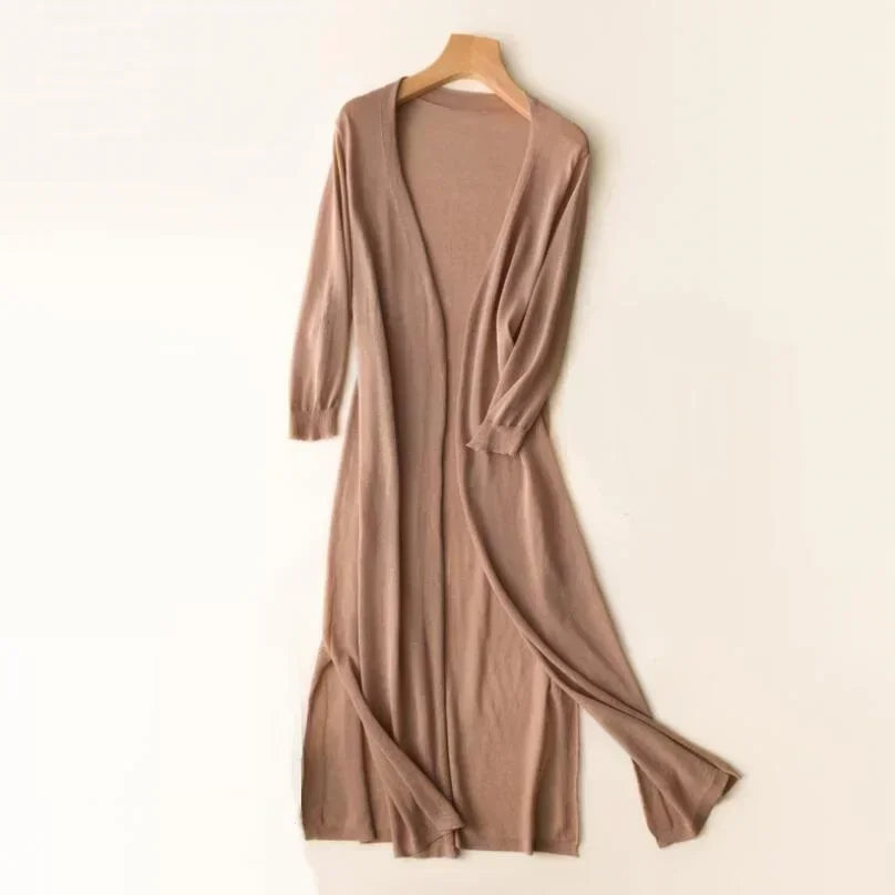Lange open cardigan in terracotta tintvvbvg 