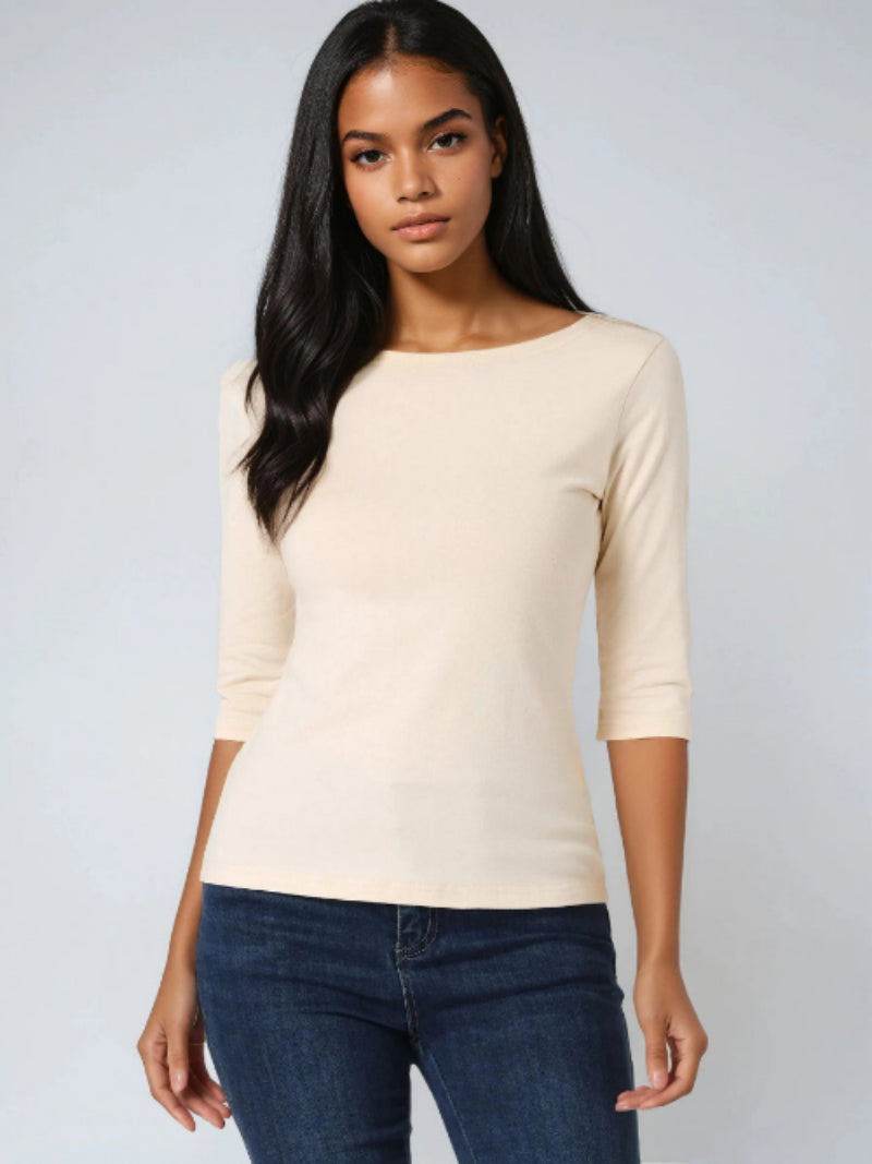 Minimalistische top met driekwartmouwenvdvd