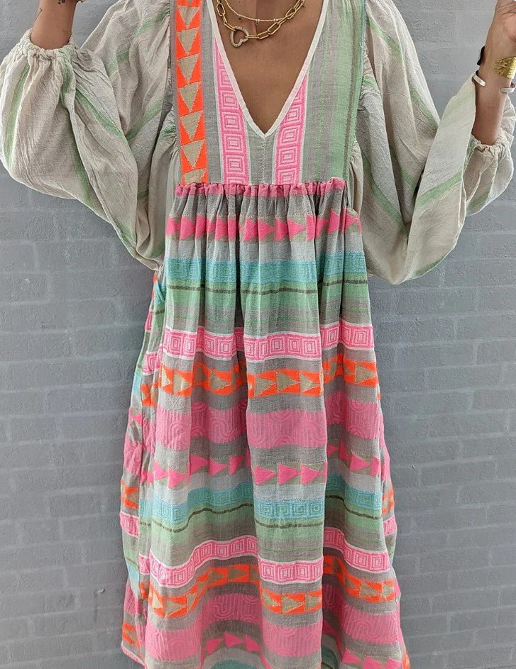 Overhemd jurk met tie-dye print en knoopsluitingvd