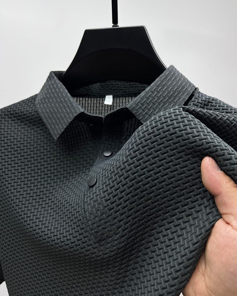 Polo shirt met korte mouwen en subtiele structuurve