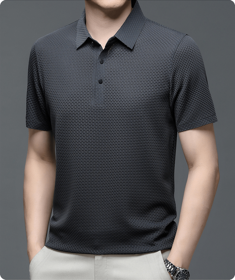 Polo shirt met korte mouwen en subtiele structuurve