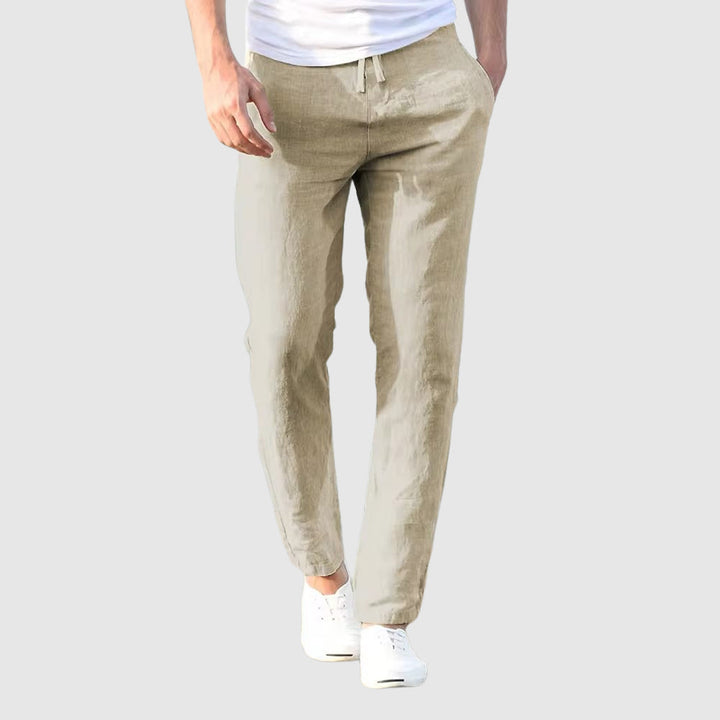 Heren Broek met Rechte Pijpen - Elastische Tailleband met Trekkoord
