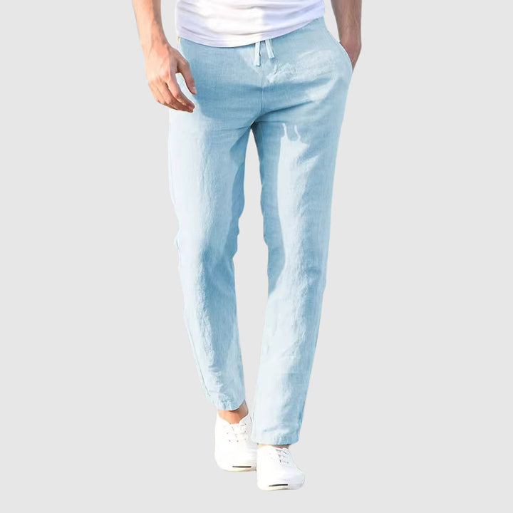 Heren Broek met Rechte Pijpen - Elastische Tailleband met Trekkoord